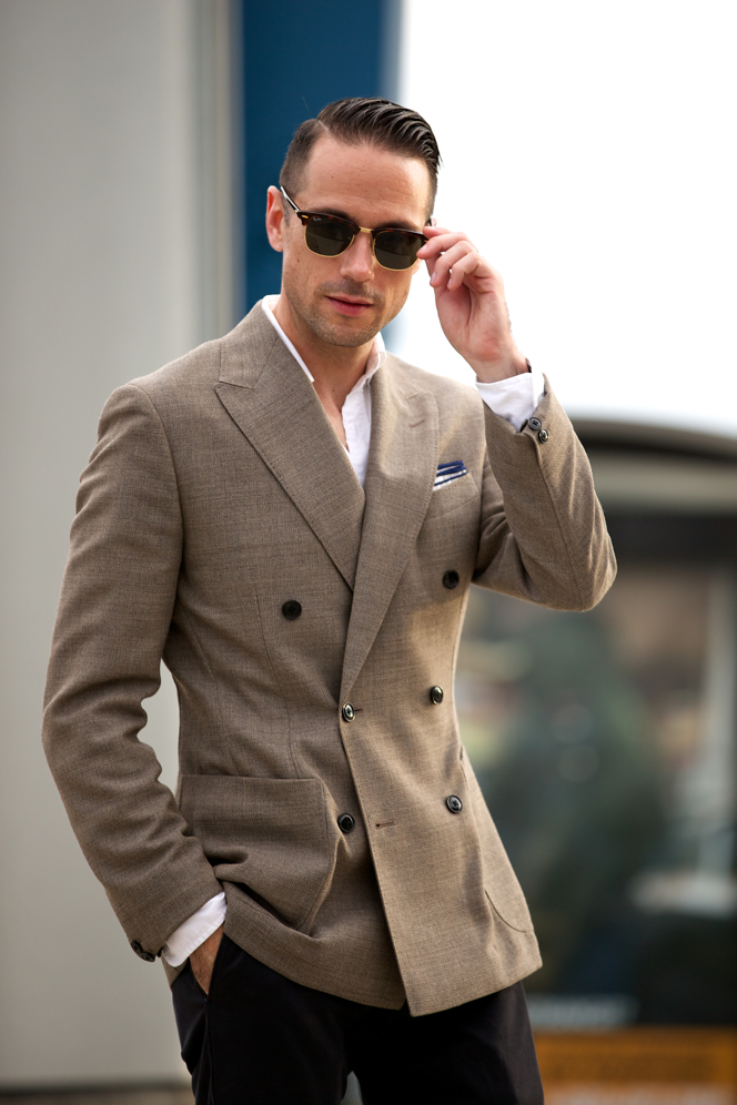 YOUTHUP Heren 2-Delig Pak - Double Breasted Blazer & Broek, Slim Fit