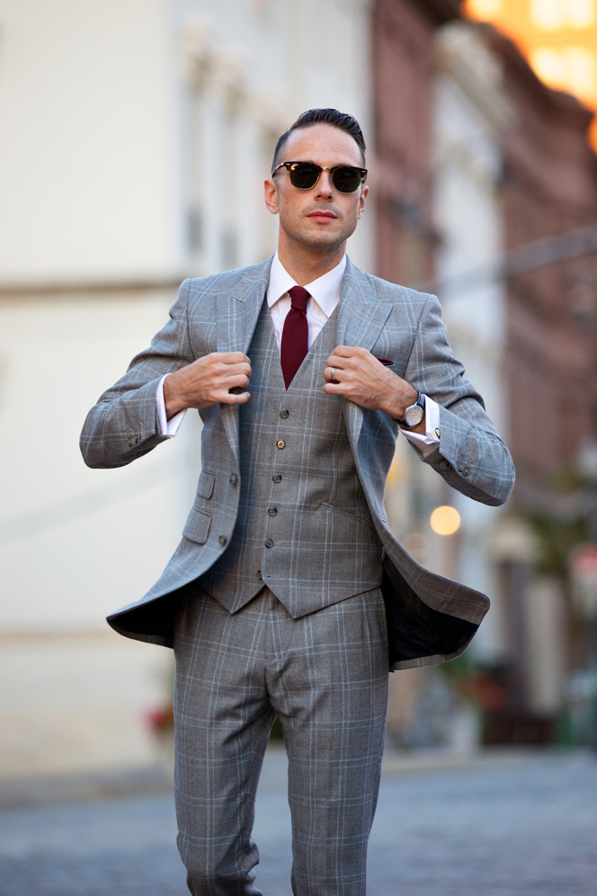 The Grey Plaid Three Piece Suit - He Spoke Style