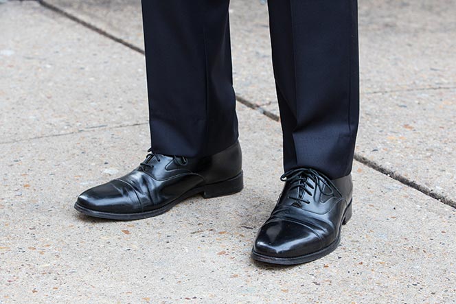 dark navy suit black shoes
