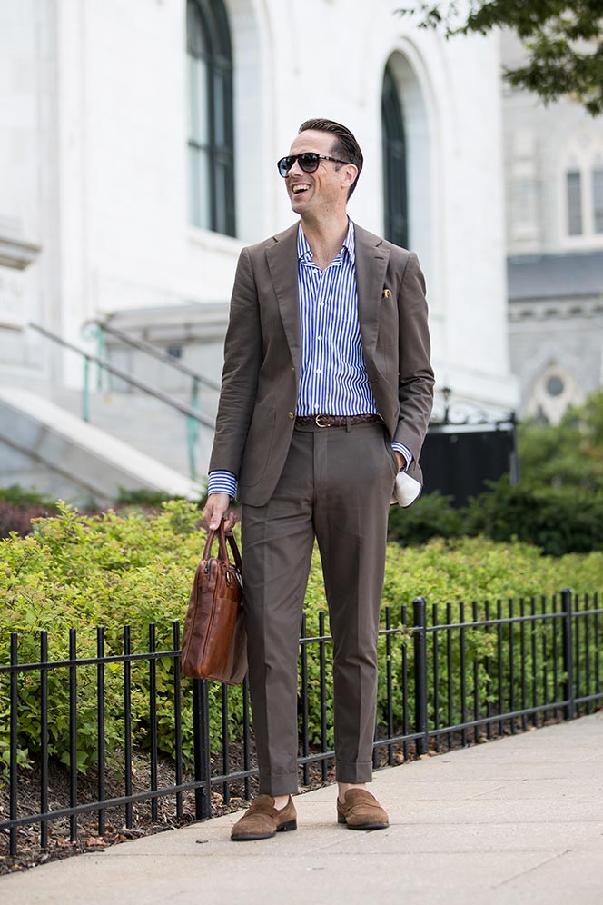 Business Casual: Cotton Suit, No Tie 