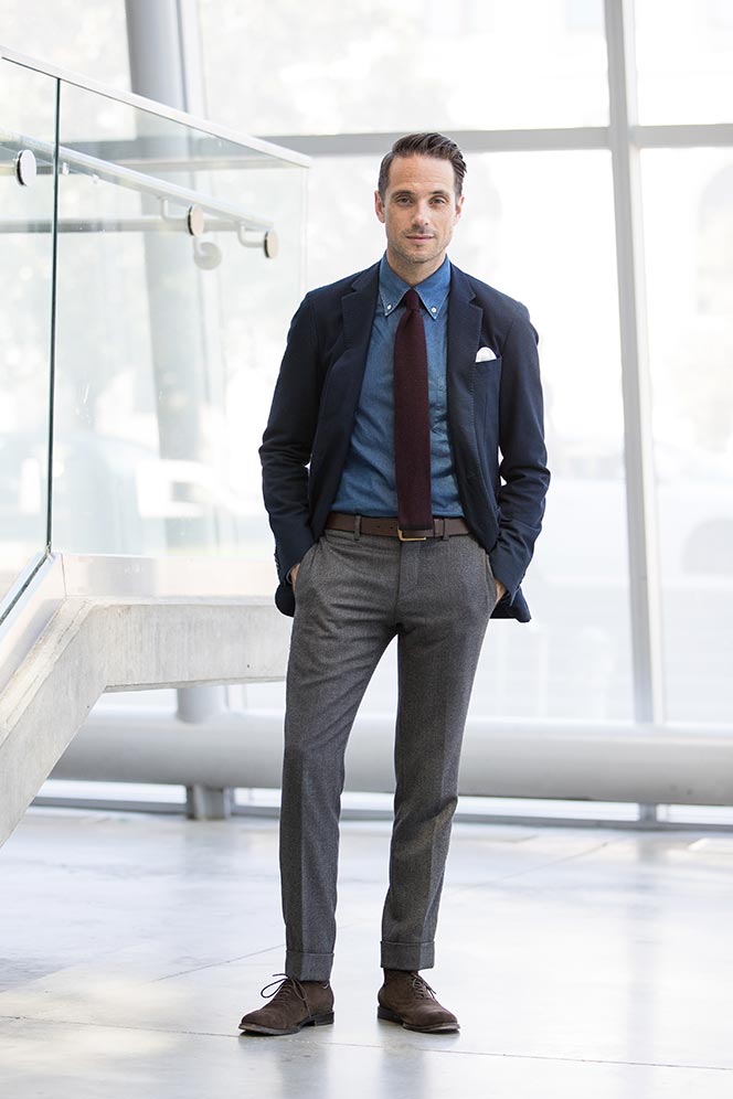 business casual suit without tie