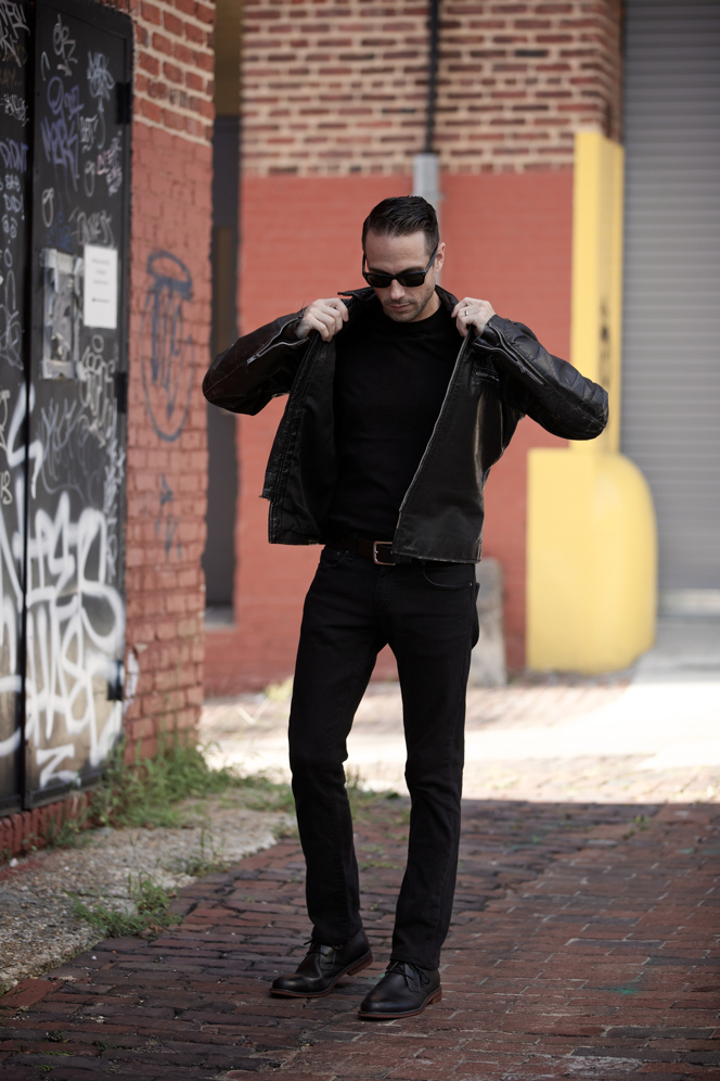 All Black Leather Biker Jacket - He Spoke Style