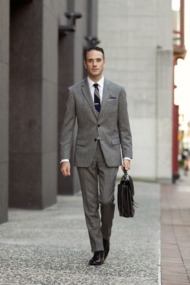 Grey Tweed Suit - He Spoke Style