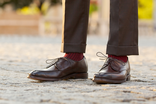 Brown Suit Burgundy Tie Pocket Square Alton Lane - He Spoke Style 