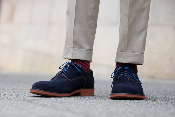 blue suede shoes with suit