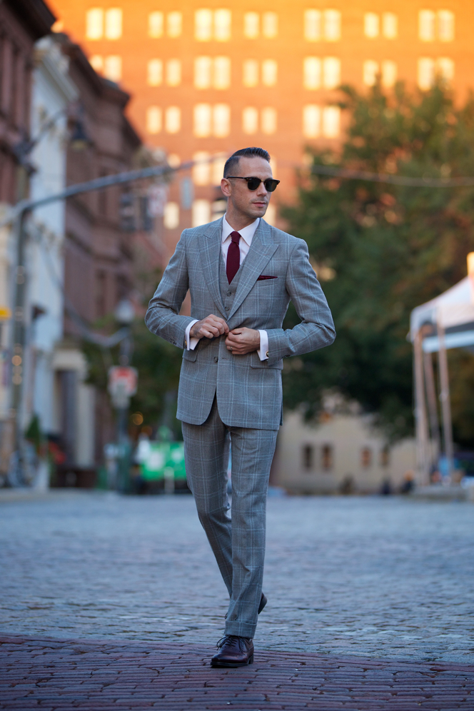 Grey Plaid Three Piece Suit - He Spoke Style