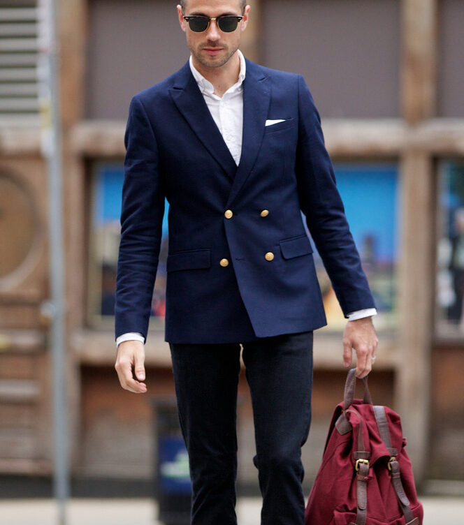 ASOS Navy Double Breasted Blazer