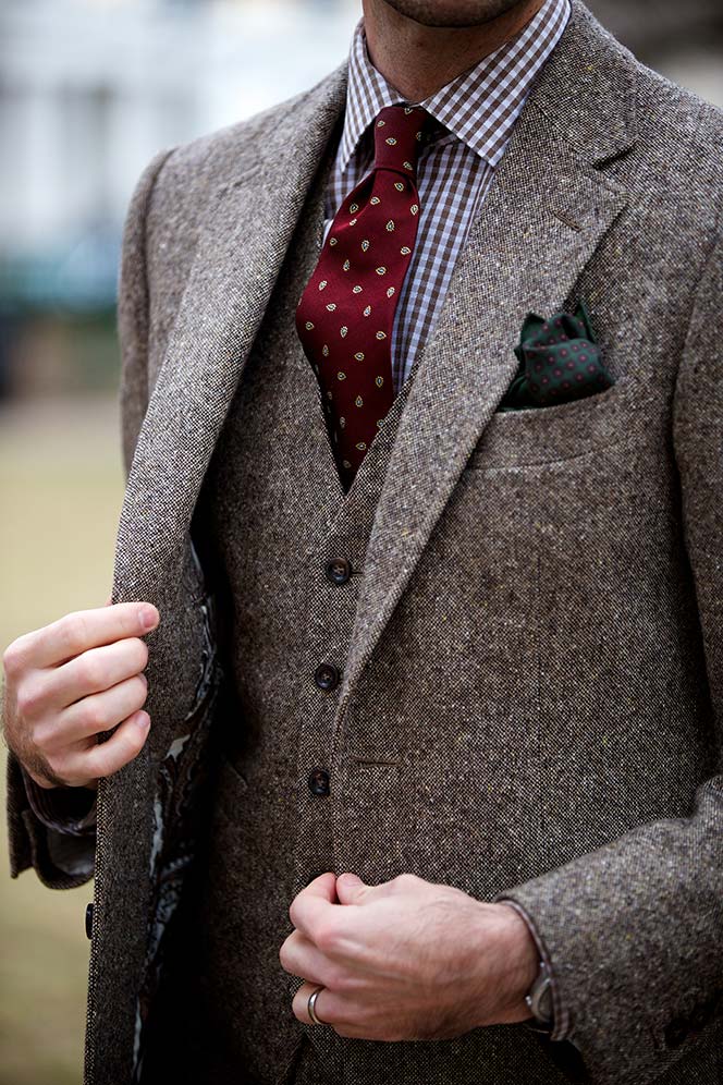 Tweed Three-Piece Suit - Brown Tweed Suit - He Spoke Style
