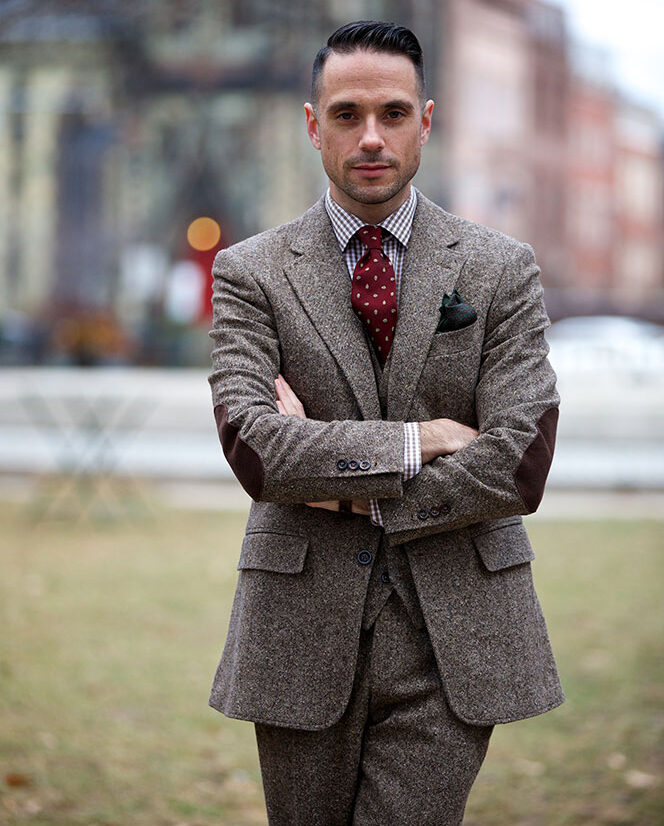 Tweed Three-Piece Suit - Brown Tweed Suit - He Spoke Style