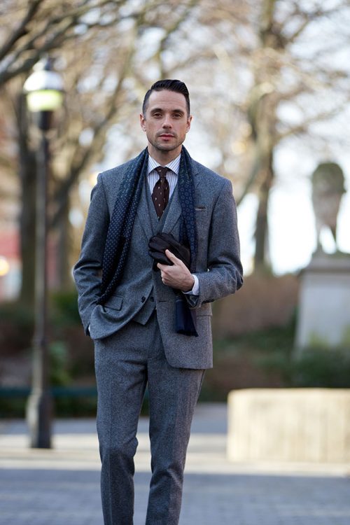 Grey Tweed Three Piece Suit - He Spoke Style