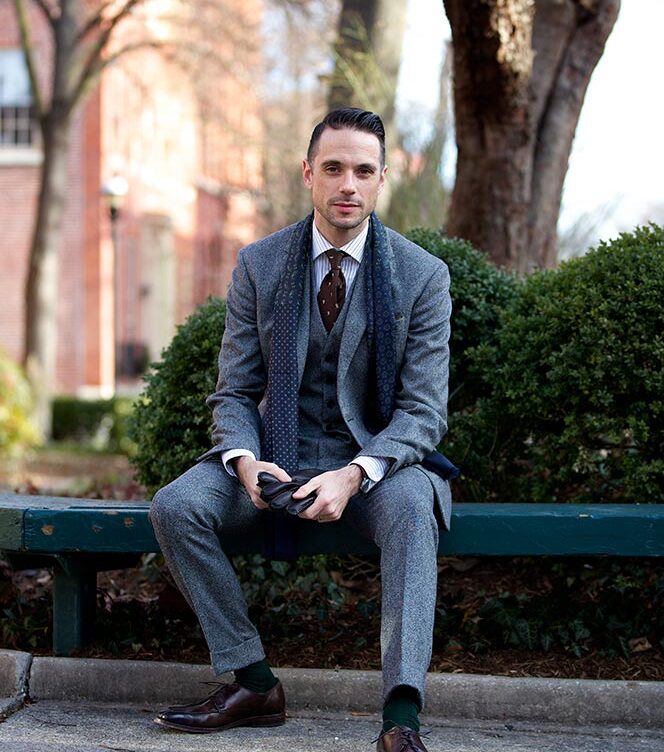 Grey Tweed Three Piece Suit - He Spoke Style