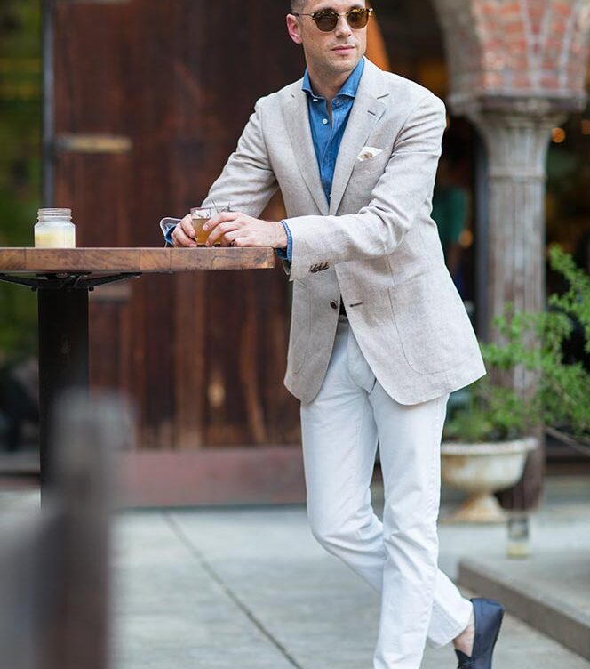 Suitsupply Blazer White Denim - He Spoke Style