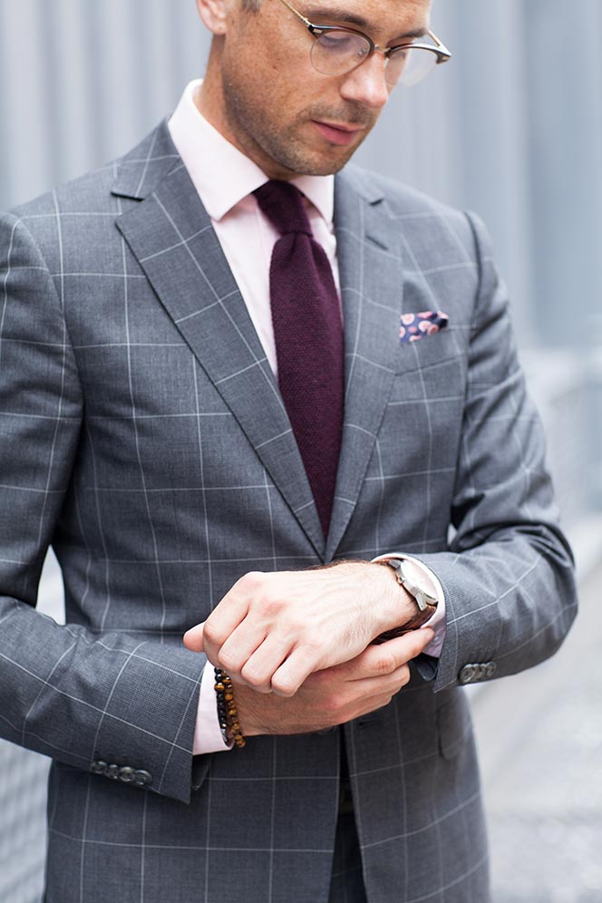 Gray Windowpane Suit for Business - He Spoke Style
