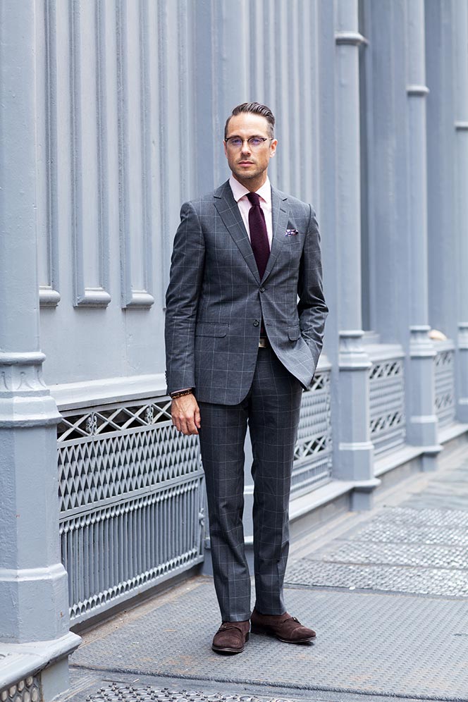 Gray Windowpane Suit for Business - He Spoke Style