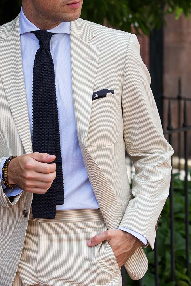 Seersucker Suit Knit Tie - He Spoke Style