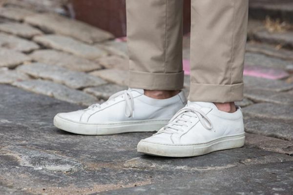 Khaki Suit, White Sneakers | He Spoke Style