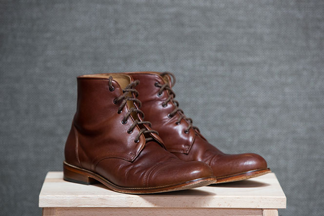 Best Fall Boots for Men Brown Leather Cap Toe Lace Up - He Spoke Style
