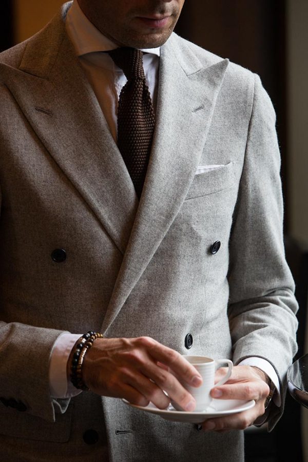 Grey Blazer Double-Breasted Outfit Idea - He Spoke Style