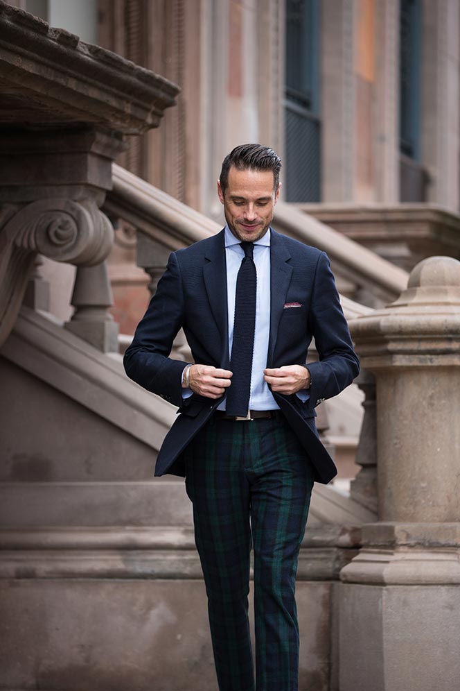 how to dress for new years eve black watch plaid pants