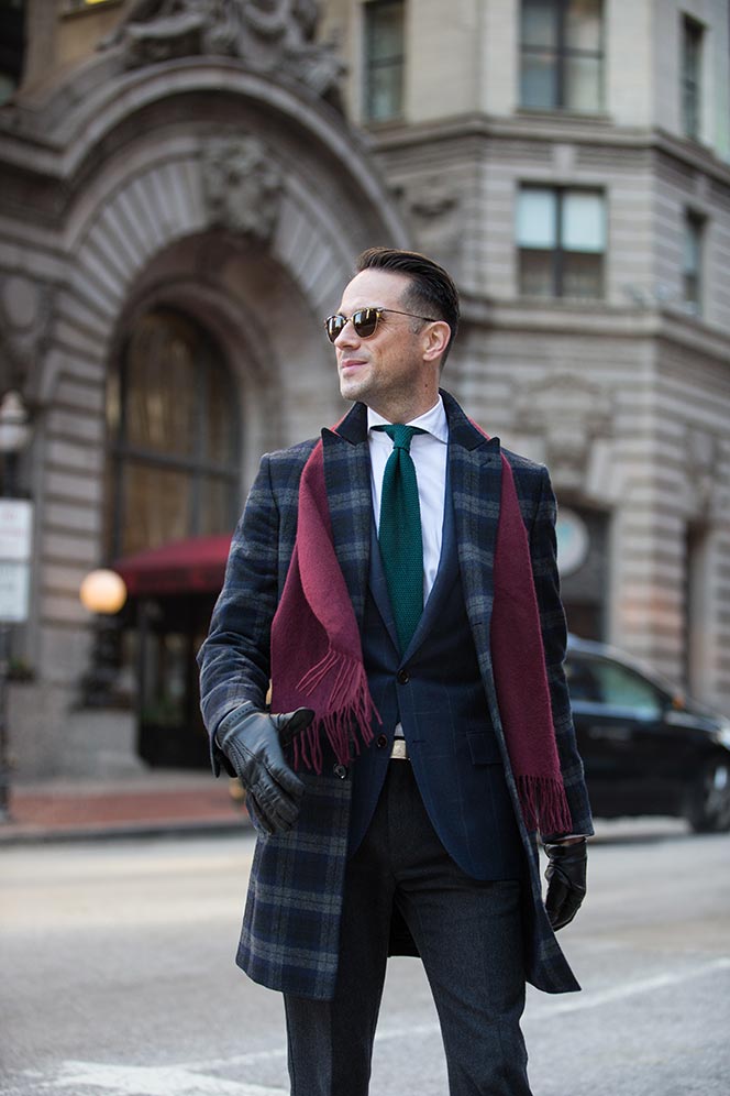 Mens Wool Overcoat Plaid Winter Outfit Ideas - He Spoke Style