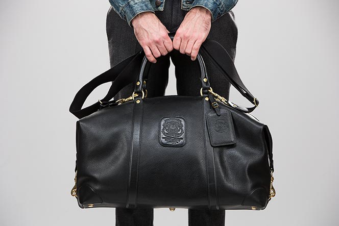 Men's Black Leather Duffle Bag | semashow.com