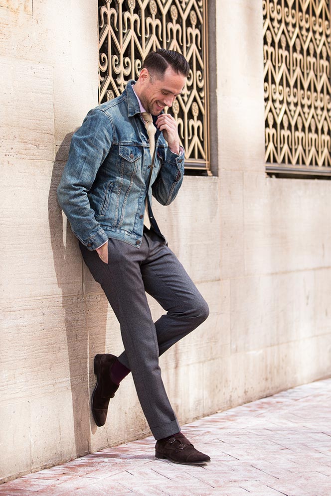 trousers to wear with denim jacket
