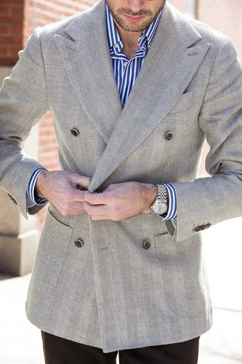 Transitional Tones: Tan Double-Breasted Blazer | He Spoke Style