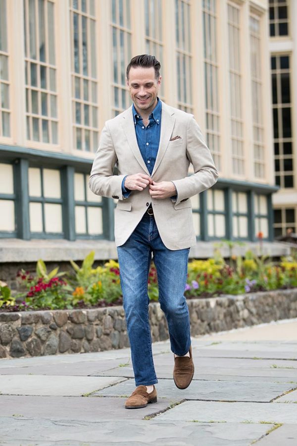 Casual Happy Hour Outfit: Blazer and Jeans - He Spoke Style