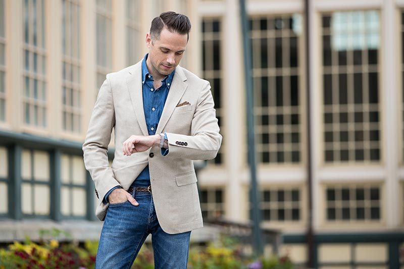 Casual Happy Hour Outfit: Blazer and Jeans - He Spoke Style