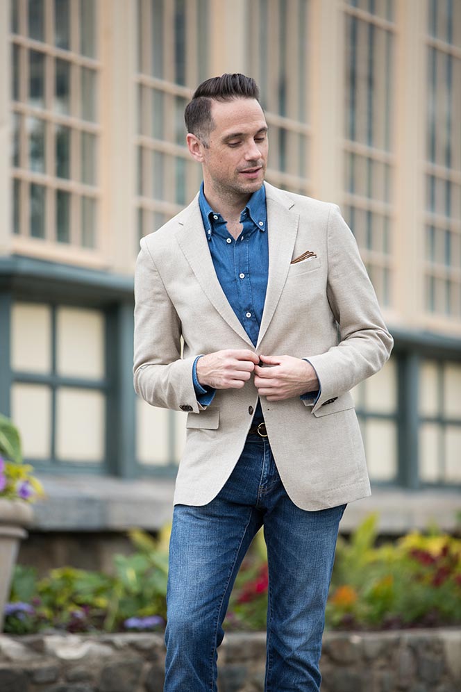 Casual Happy Hour Outfit: Blazer and Jeans - He Spoke Style