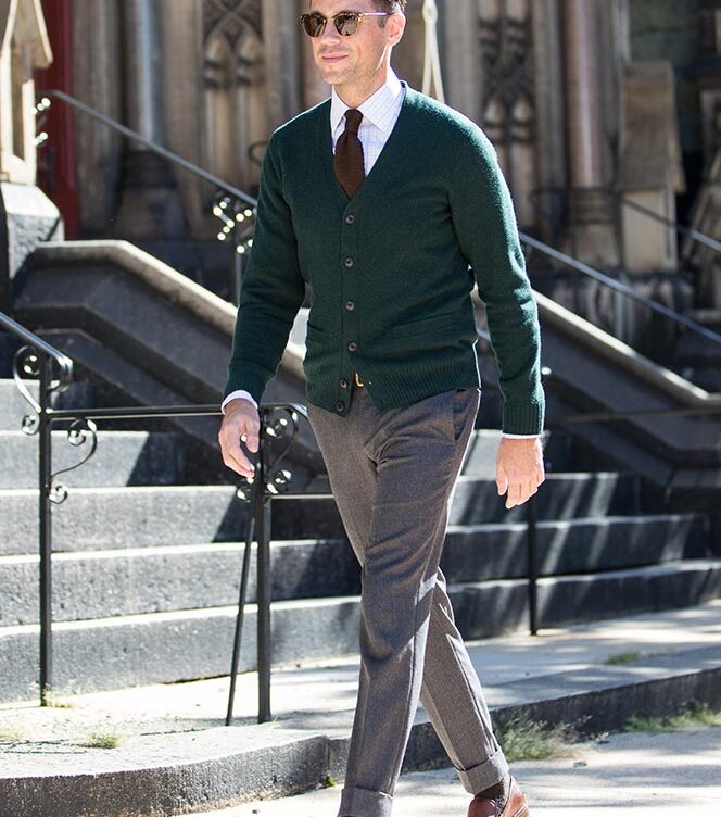 mens cardigan business casual outfit