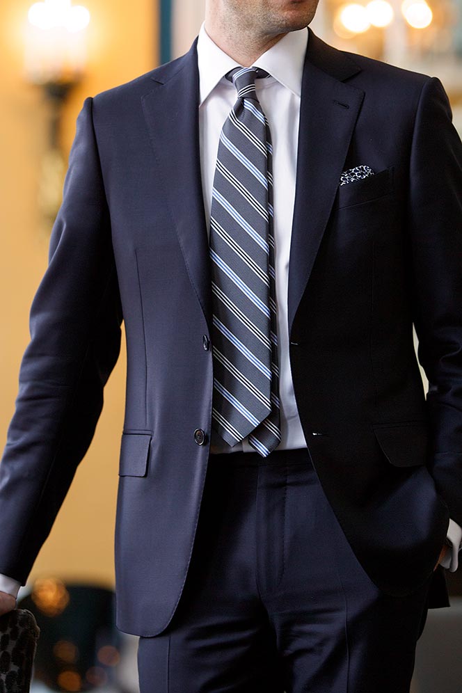 Wearing a (Bright) Blue Suit with a Hunter Green Tie, and a Light