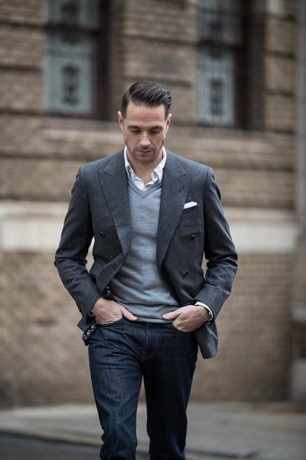 High/Low Business Casual: Flannel DB Blazer With Jeans | He Spoke Style