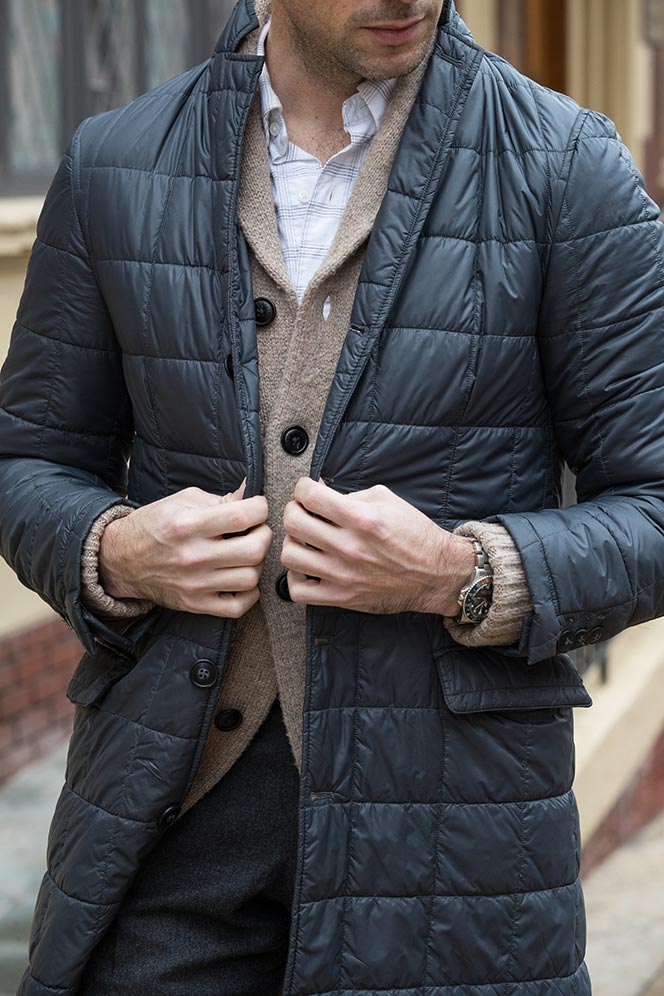 tan-chunky-shawl-cardigan-with-grey-flannel-pants-quilted-jacket-mens-winter-smart-casual-look-5