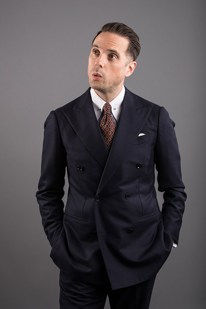 navy-double-breasted-suit-red-silk-medalion-tie-pin-collar-french-cuff-mens-business-outfit-ideas-2