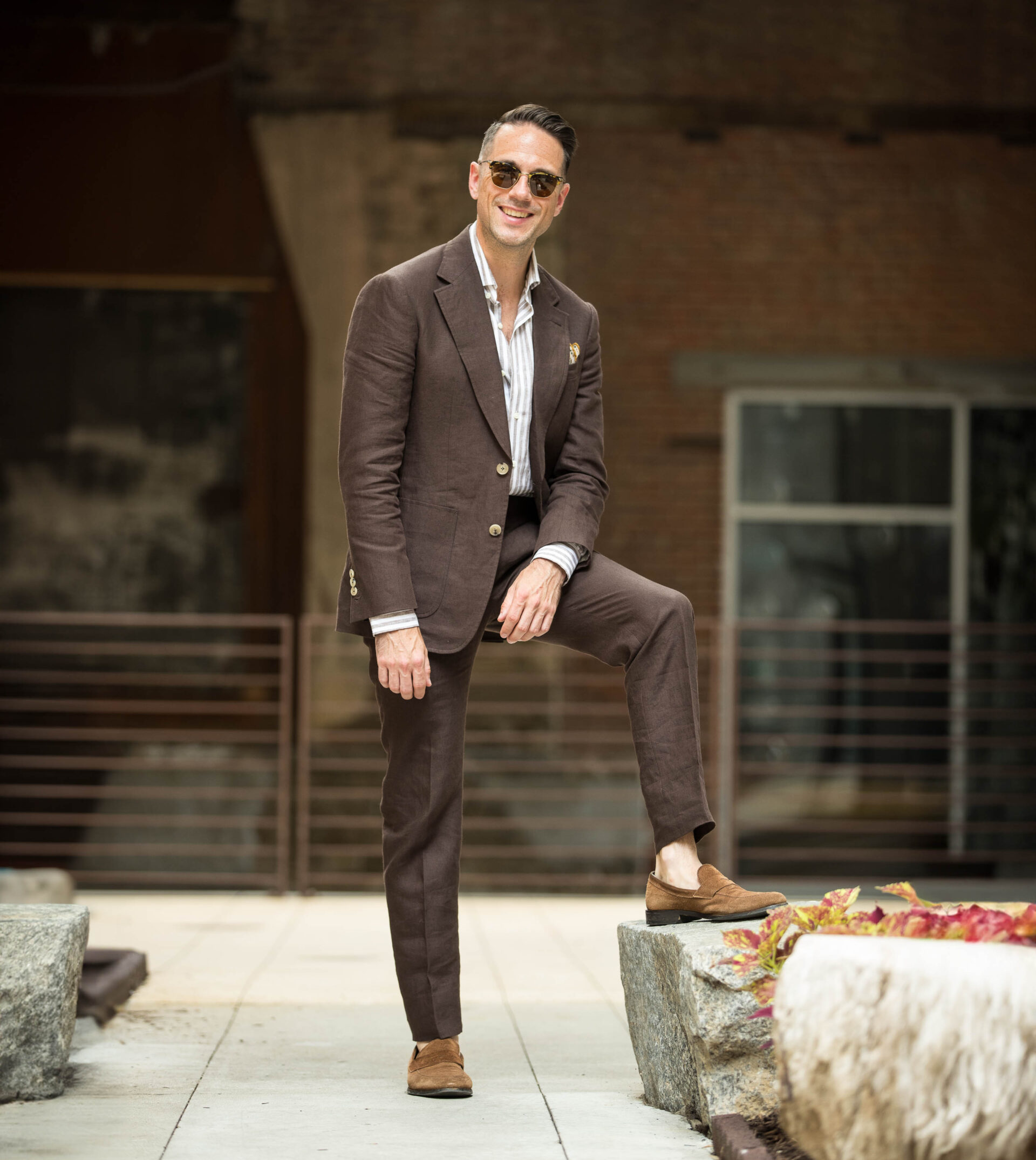 Chocolate Brown Linen Suit | He Spoke Style