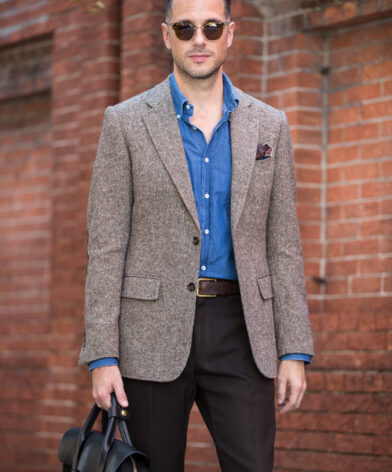 Brown Tweed Sport Coat with Denim Shirt | He Spoke Style