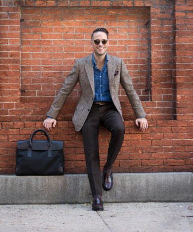 Brown Tweed Sport Coat with Denim Shirt | He Spoke Style