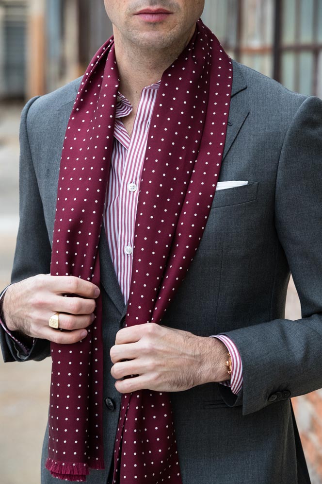 grey suit burgundy combinations