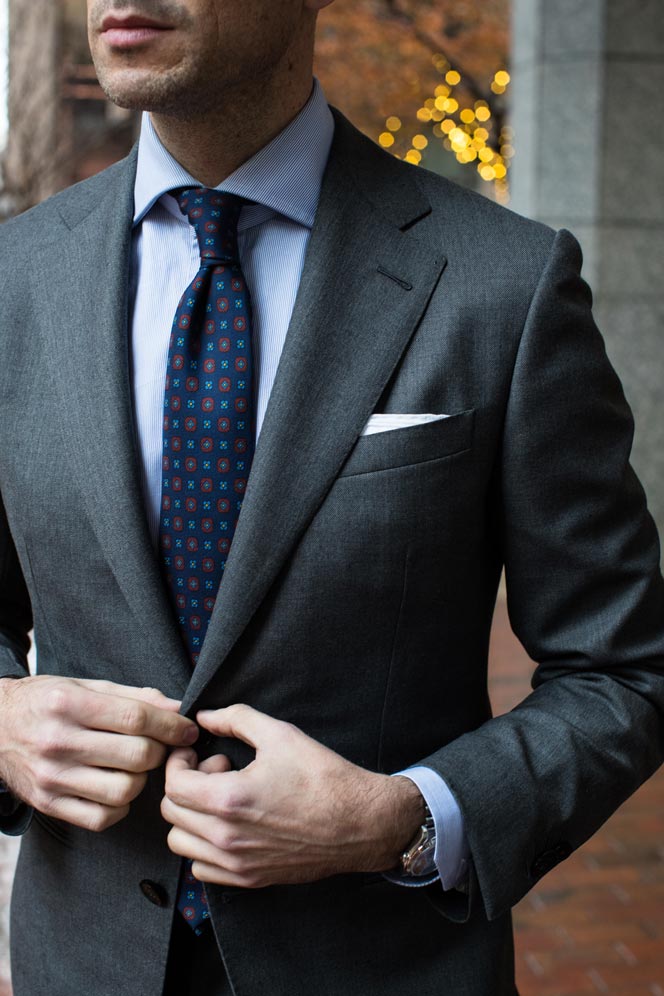 charcoal grey business suit