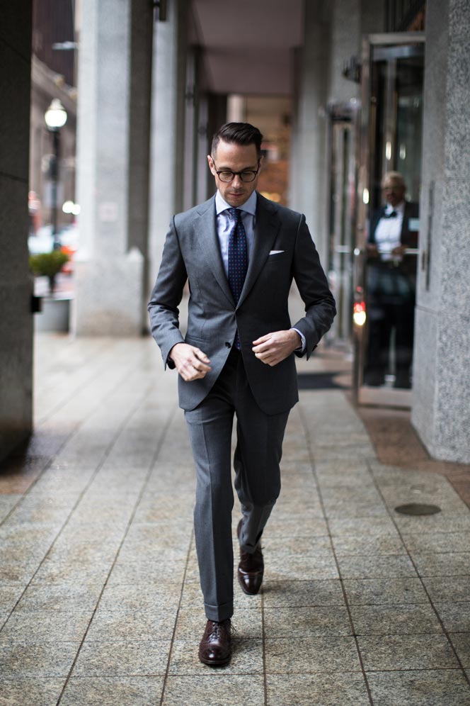 charcoal grey business suit