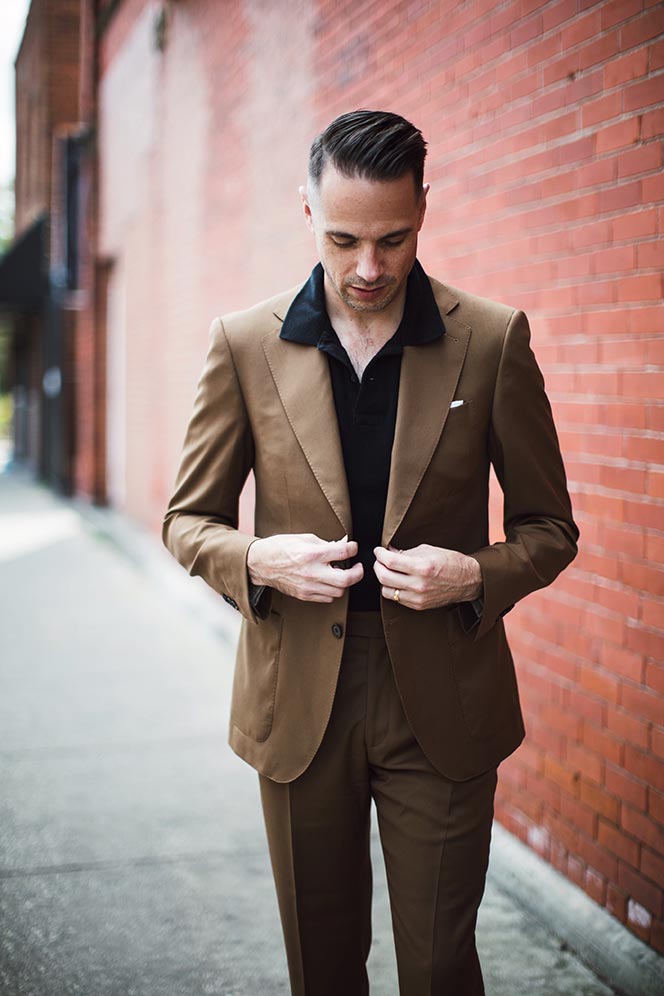 tobacco brown suit