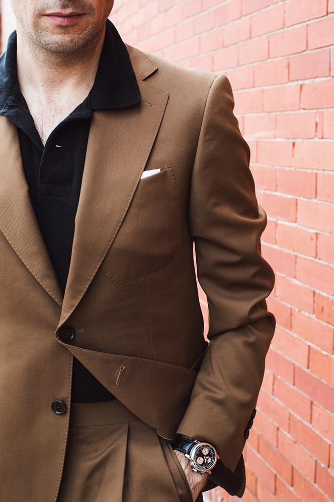 tobacco brown suit