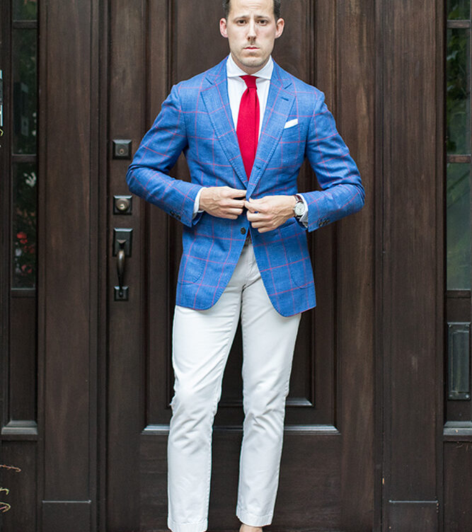 bold pattern blazer outfit idea 2019