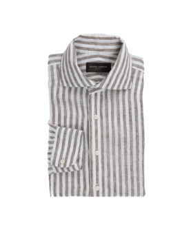 Brown Striped Linen Shirt - He Spoke Style Shop