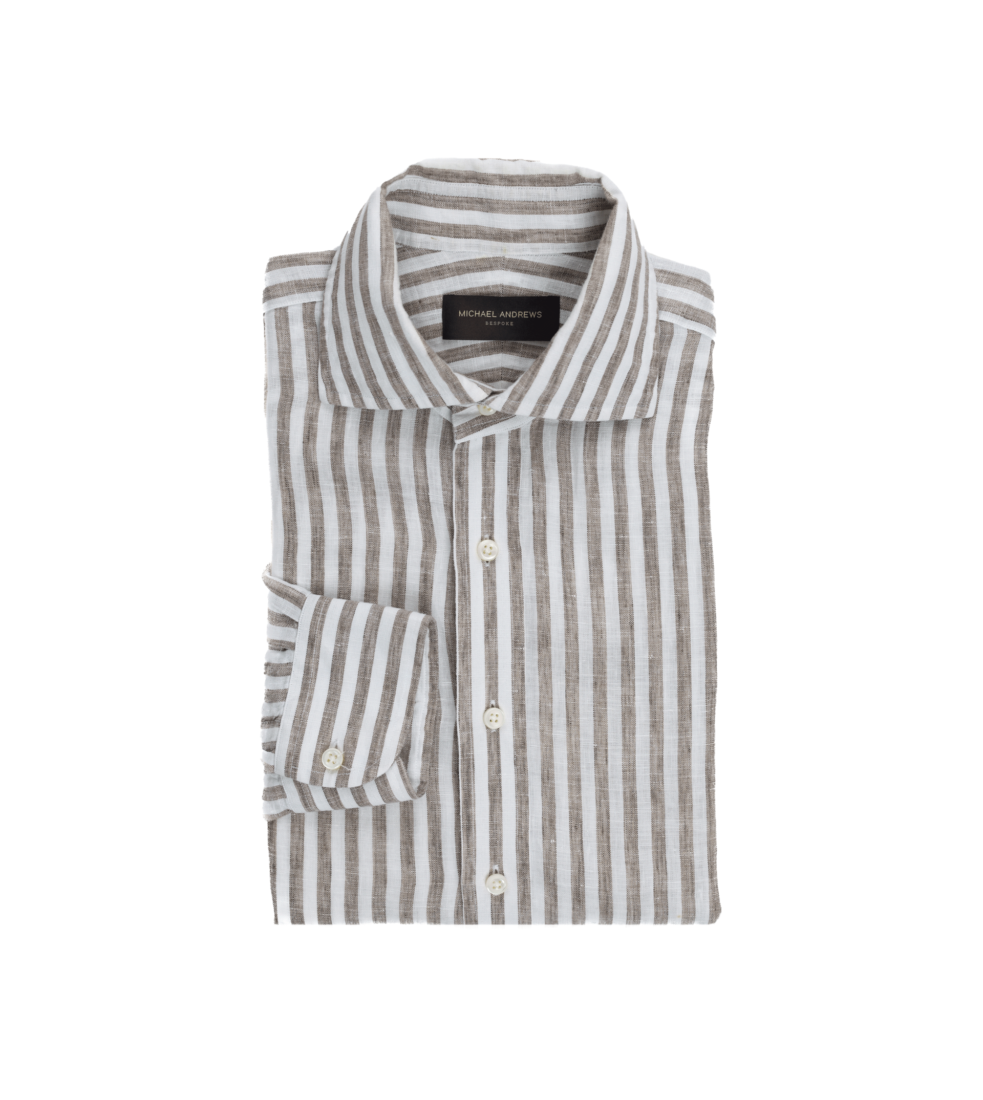 Brown Stripe Linen Dress Shirt