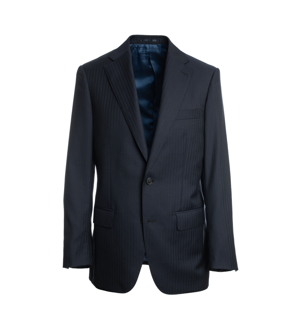 Dark Navy Blue Herringbone Suit - He Spoke Style Shop