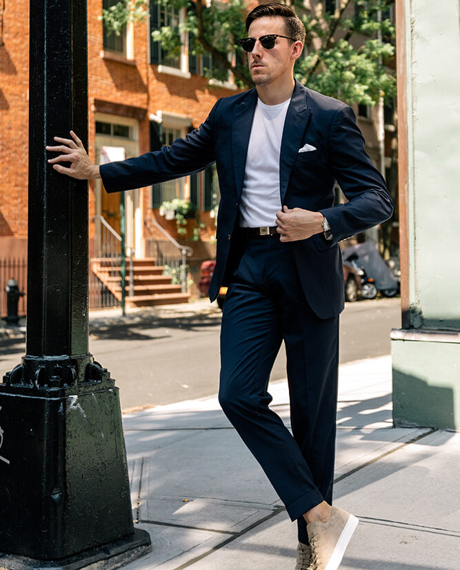Here\'s How to Wear a T-Shirt and Suit for Summer - He Spoke Style