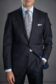 Men's Navy Suit with Subtle Herringbone Pattern – Timeless & Versatile