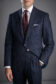 Elegant navy flannel suit featuring narrow chalk stripes for a polished look.
